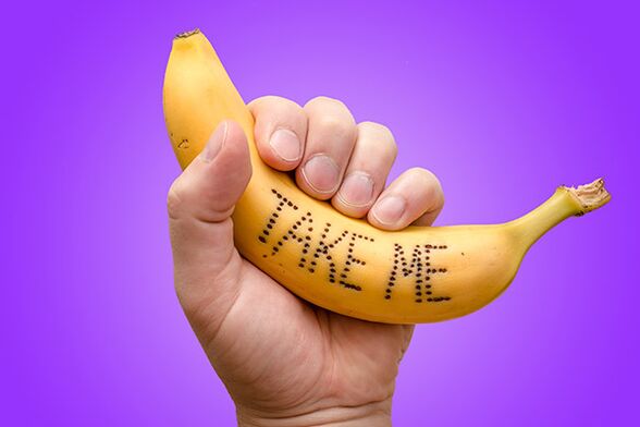 a banana in his hand symbolizes a penis with an enlarged head